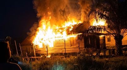Anak ODGJ Diduga Bakar Rumah Orang Tuanya di Desa Hanjalipan