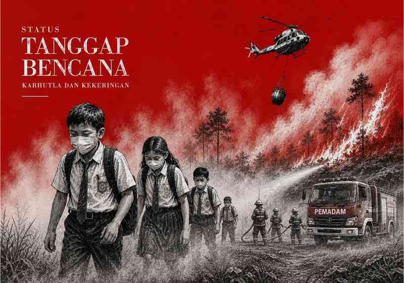 Header Kabut Asap Karhutla Menebal, Warga Diminta Pakai Masker Cegah ISPA