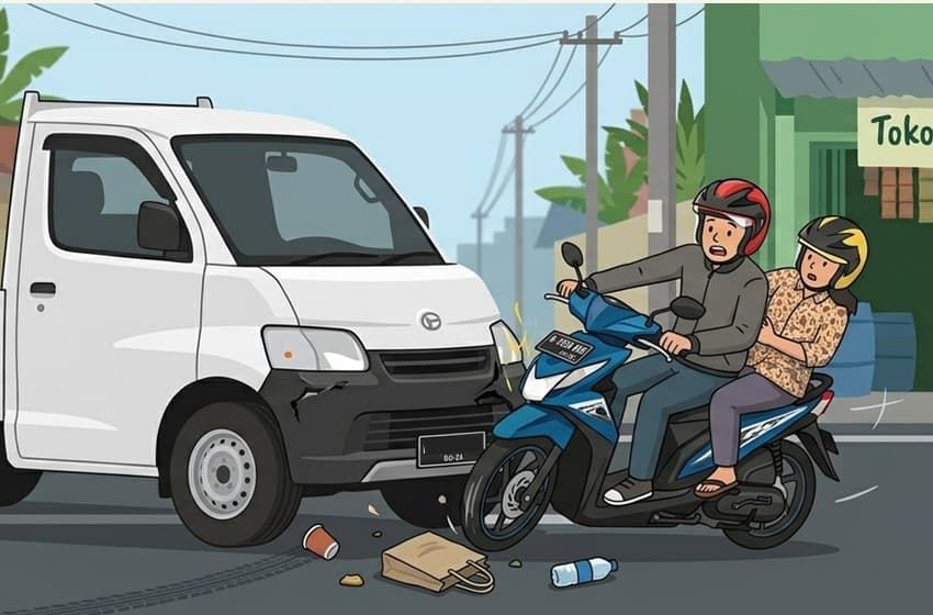 Header Kecelakaan Pikap dengan Motor di Trans Kandan Kotim, Dua Pengendara Luka Berat