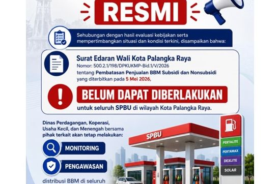 Pemkot Palangka Raya Tunda Pemberlakuan Pembatasan Penjualan BBM di SPBU
